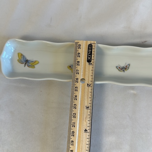 Limoges France Porcelain Butterflies Slender Rectangular Tray - Picture 9 of 10